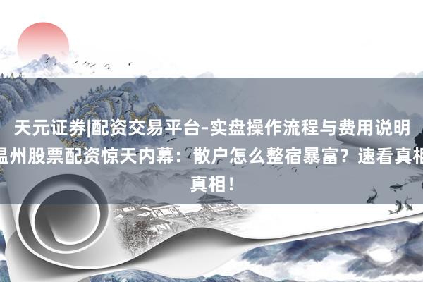 天元证券|配资交易平台-实盘操作流程与费用说明 温州股票配资惊天内幕：散户怎么整宿暴富？速看真相！